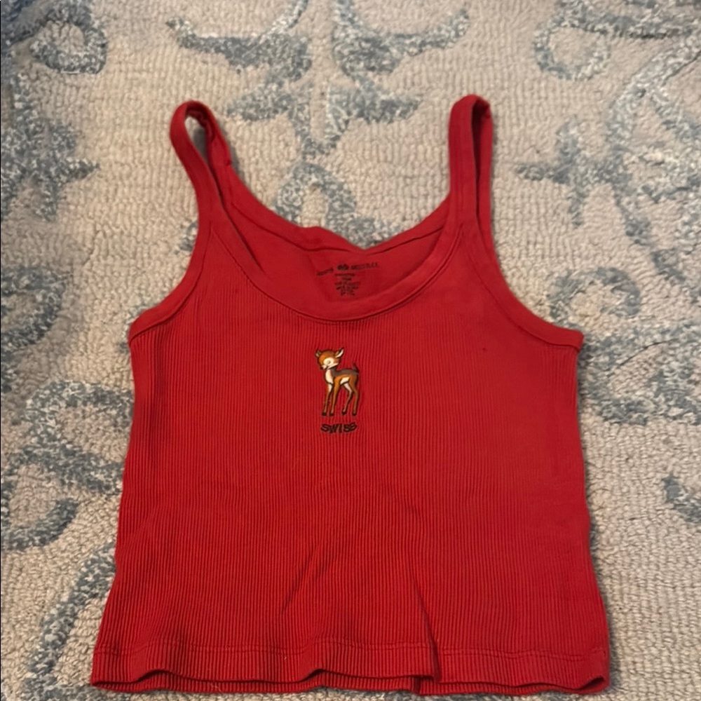 Brandy Melville Red Tank with Deer Design